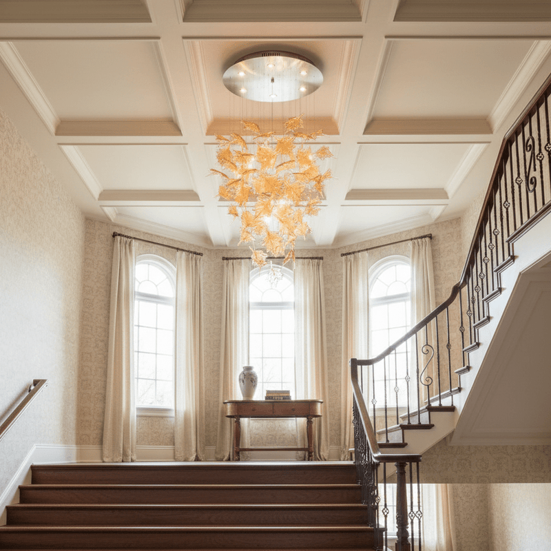 Multicolor Crystal Spiral Maple Leaf Chandelier