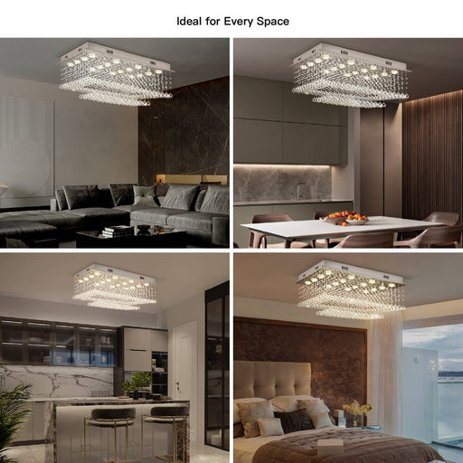 Rectangular Multi Layer Cloud Crystal Chandelier - Ceiling Light - space | Feyran