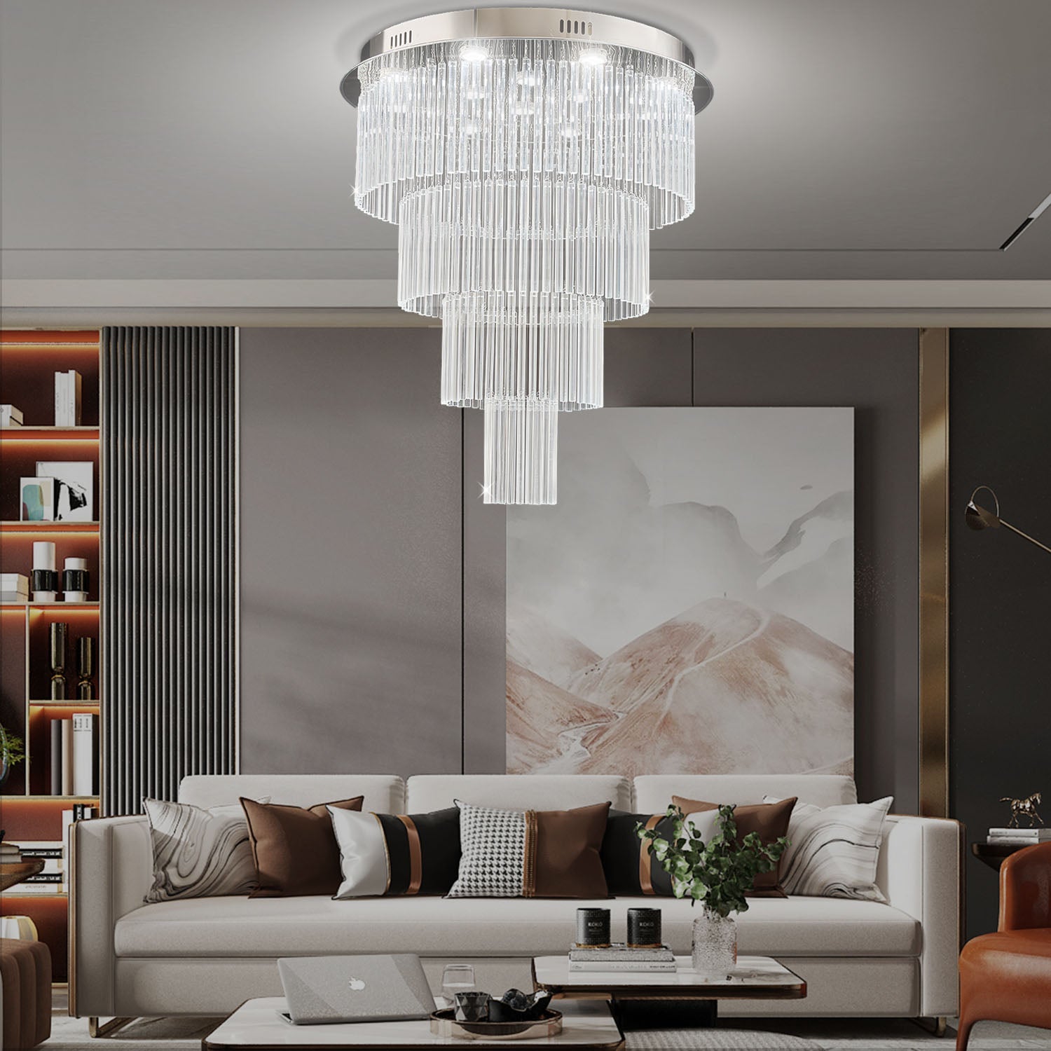 Multi Layers Round Raindrop Chandelier - Ceiling Light | Feyran