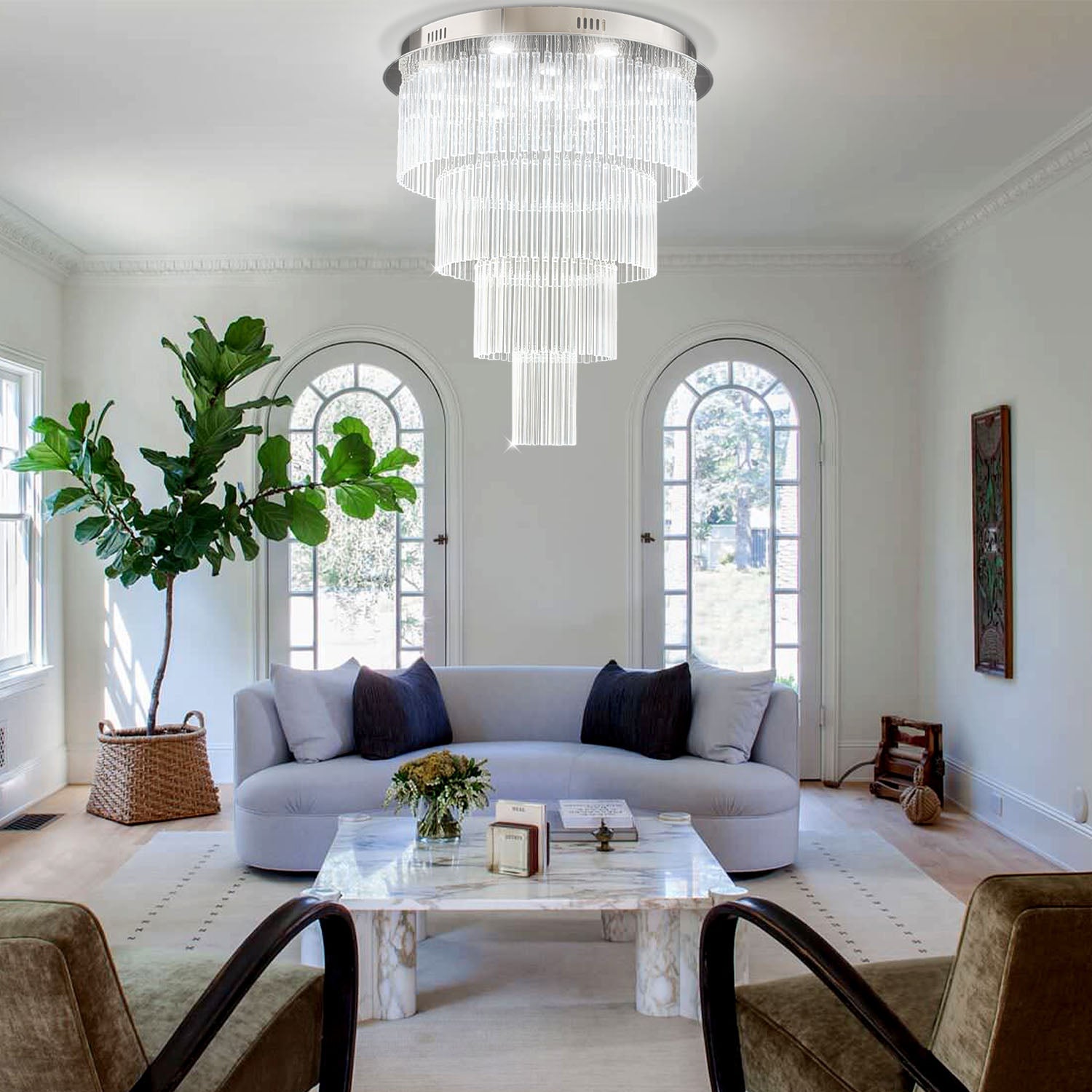 Multi Layers Round Raindrop Chandelier - Ceiling Light | Feyran