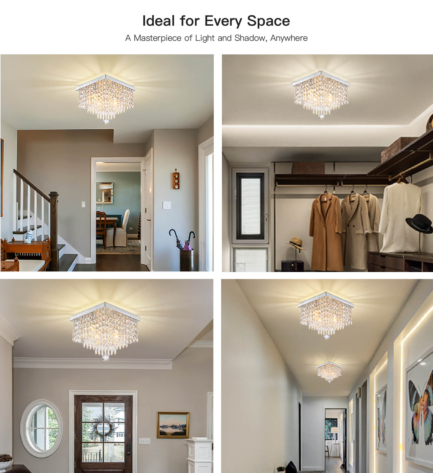 Modern Crystal Flush Mount Ceiling Light | Feyran