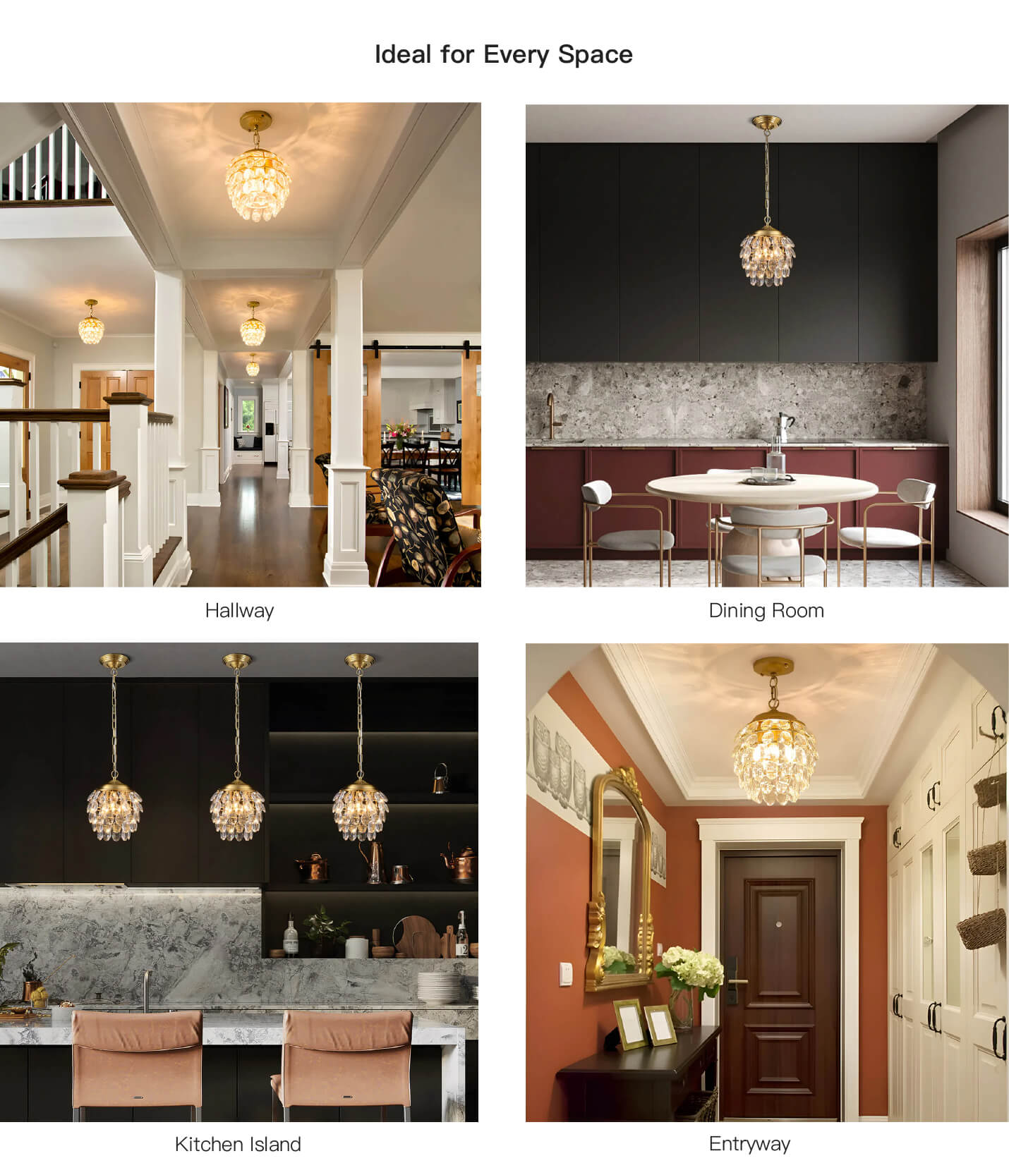 Pine Cone Shape Crystal Chandelier for Dining Room | Feyran