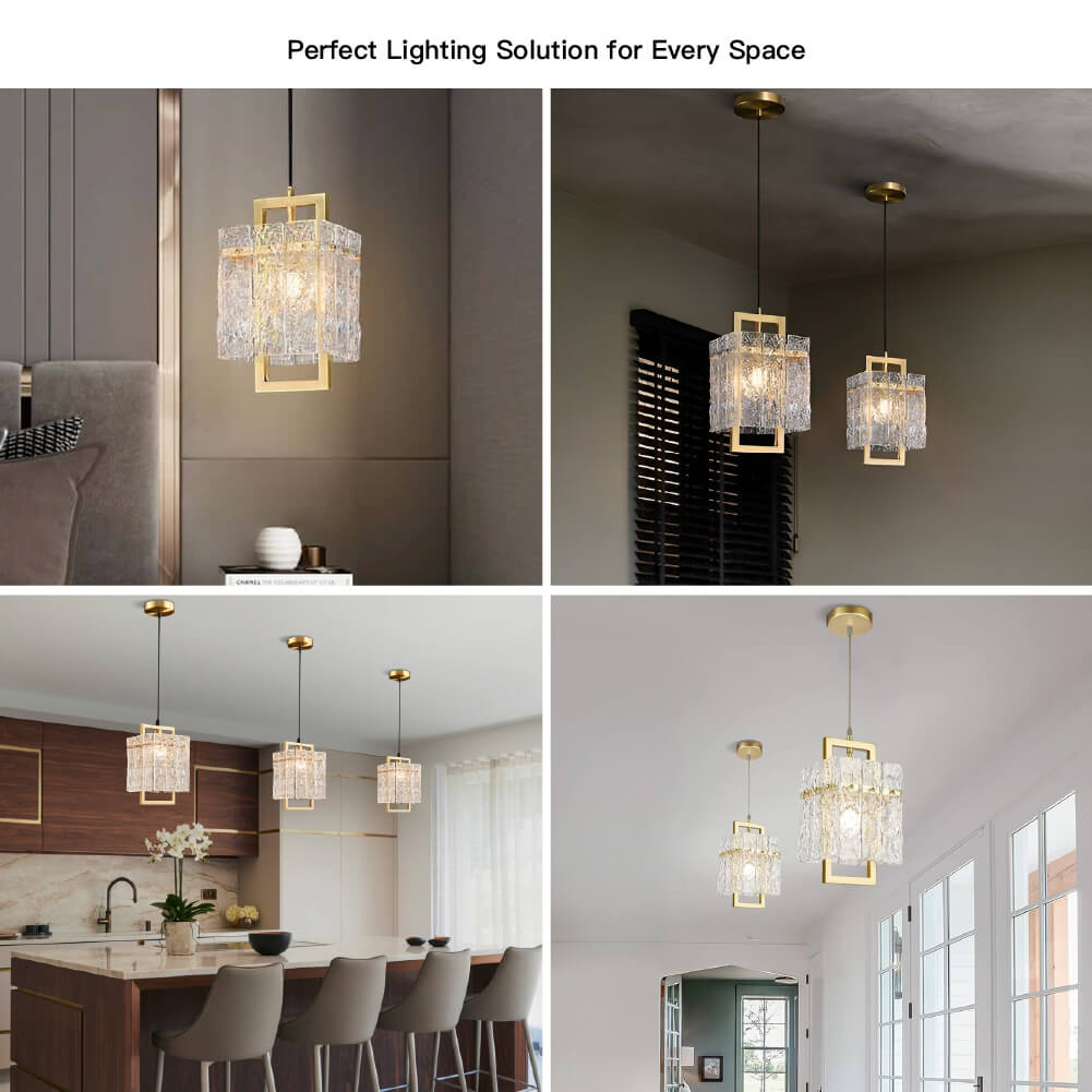 Cracked Glass Square Lampshade Pendant Light | Feyran