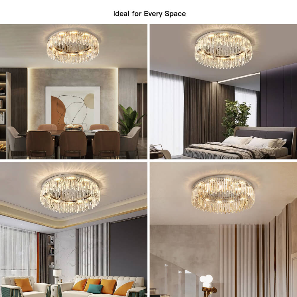 Modern Irregular Crystal Flush Mount Chandelier - Ceiling Light | Feyran