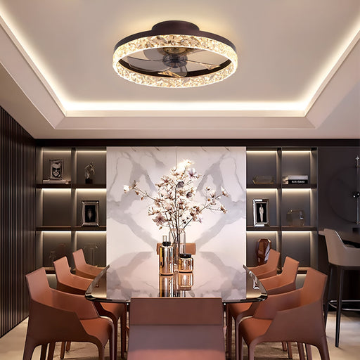 Circular CeilingFan Light Modern And Simple Creative Embedded Integrated diningroom black|Feyran