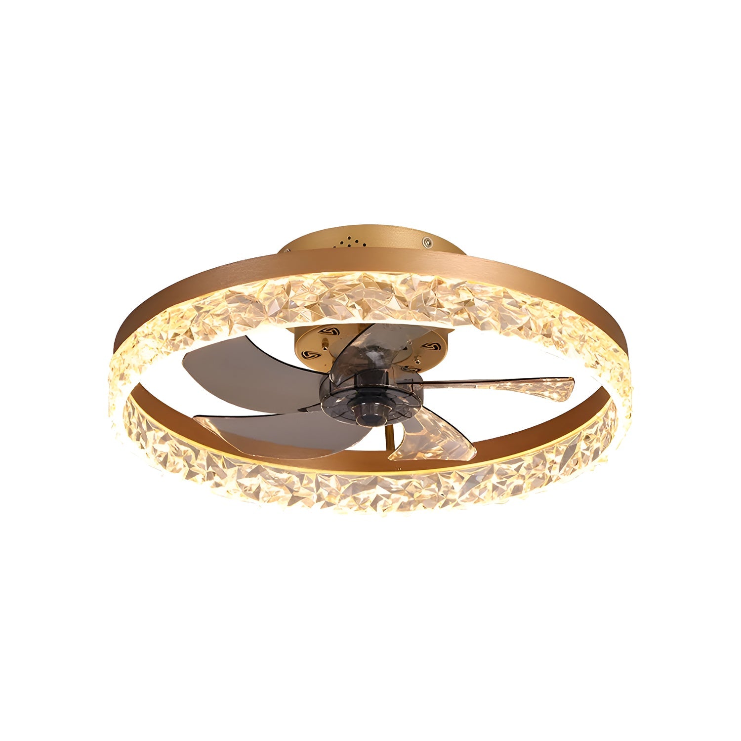 Circular CeilingFan Light Modern And Simple Creative Embedded Integrated frontview gold|Feyran