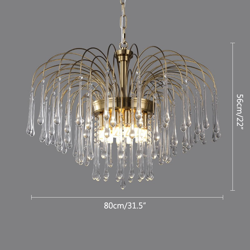 Feyran French Retro Water Drop Glass Chandelier