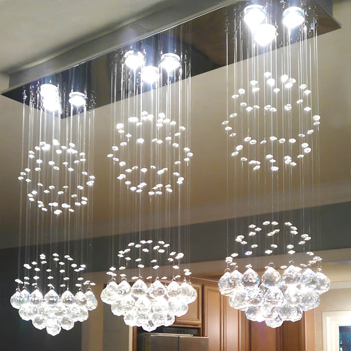 Contemporary Island Crystal Raindrop Chandelier - Dining Room Ceiling Light-2 |Feyran
