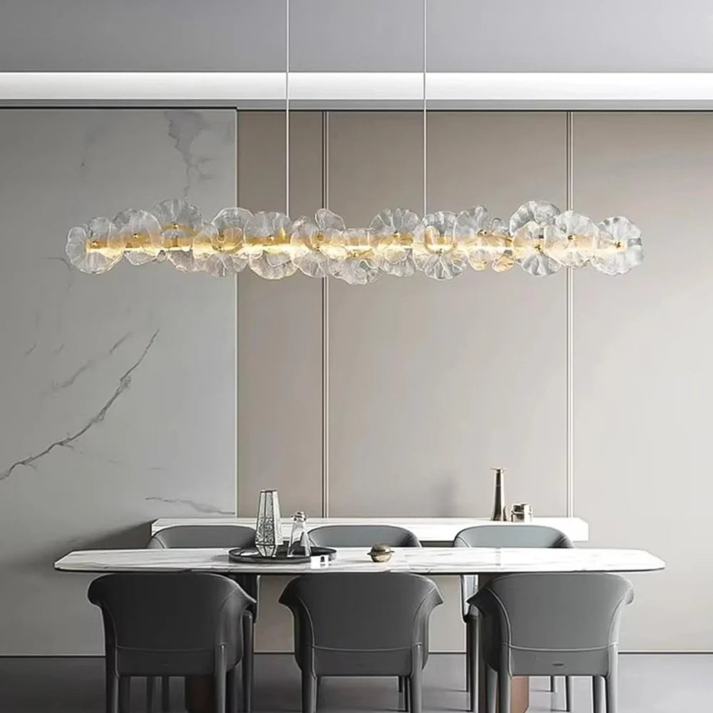 contemporary-linear-glass-flower-chandelier-over-a-dining-table-ch412-20250627-Feyran-lighting
