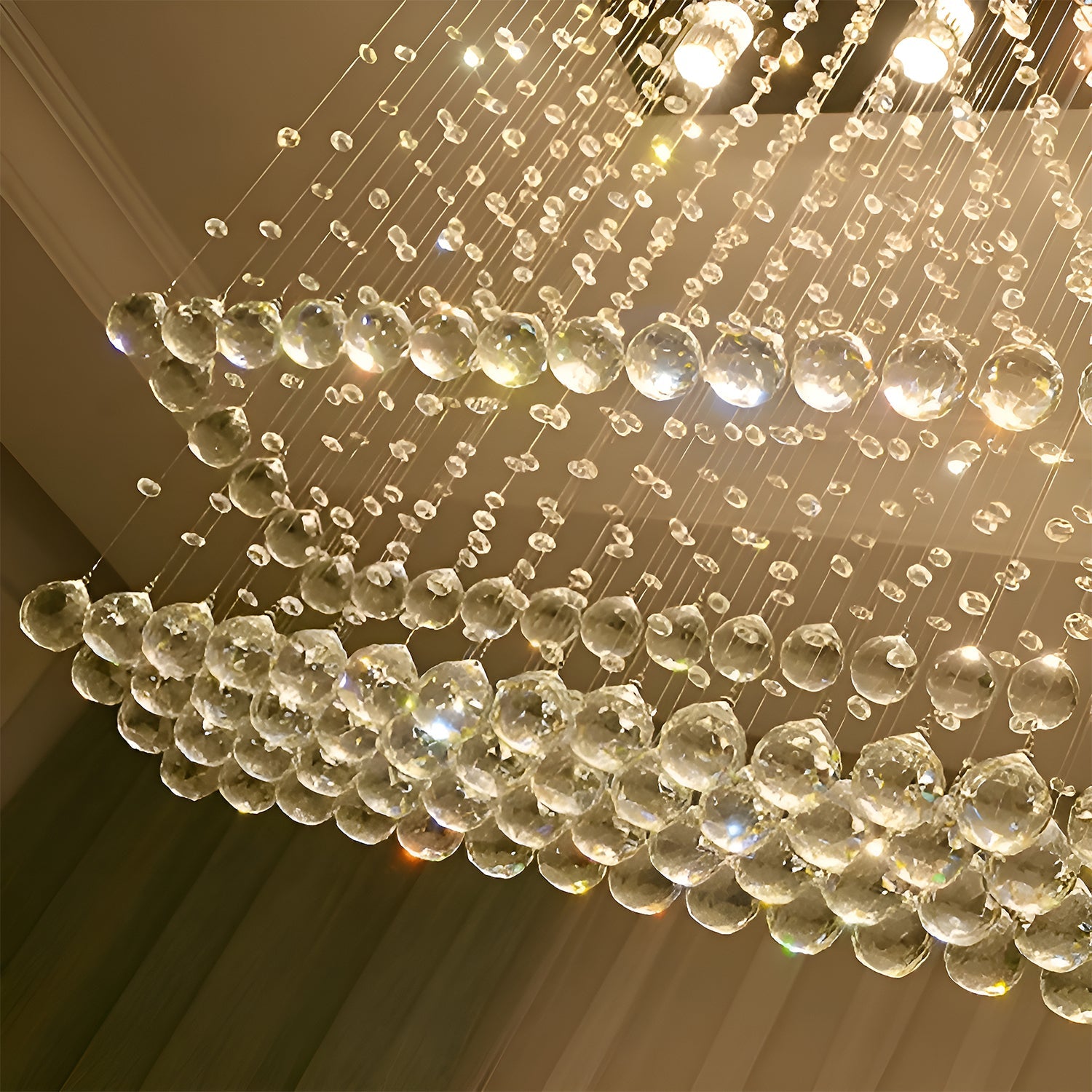 Contemporary Rectangular Crystal Chandelier Ceiling Light -details-1|Feyran