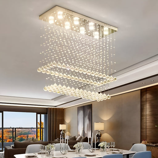 Contemporary Rectangular Crystal Chandelier Ceiling Light -dining-room-1|Feyran