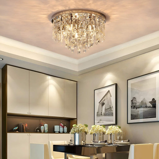 Contemporary Round Crystal Chandelier - Flush Mount Ceiling Lights diningroom | Feyran