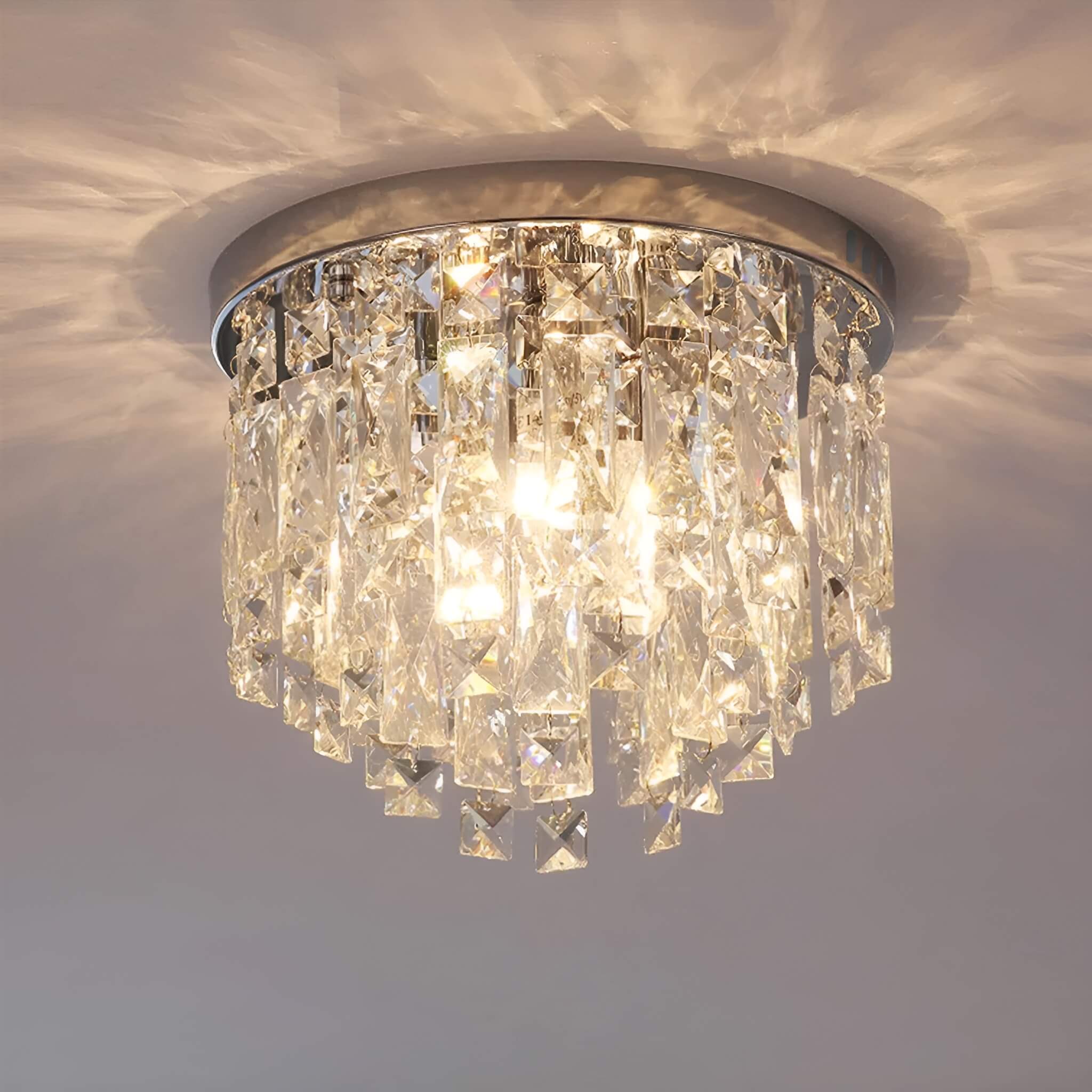 Contemporary Round Crystal Chandelier - Flush Mount Ceiling Lights doorway |Feyran