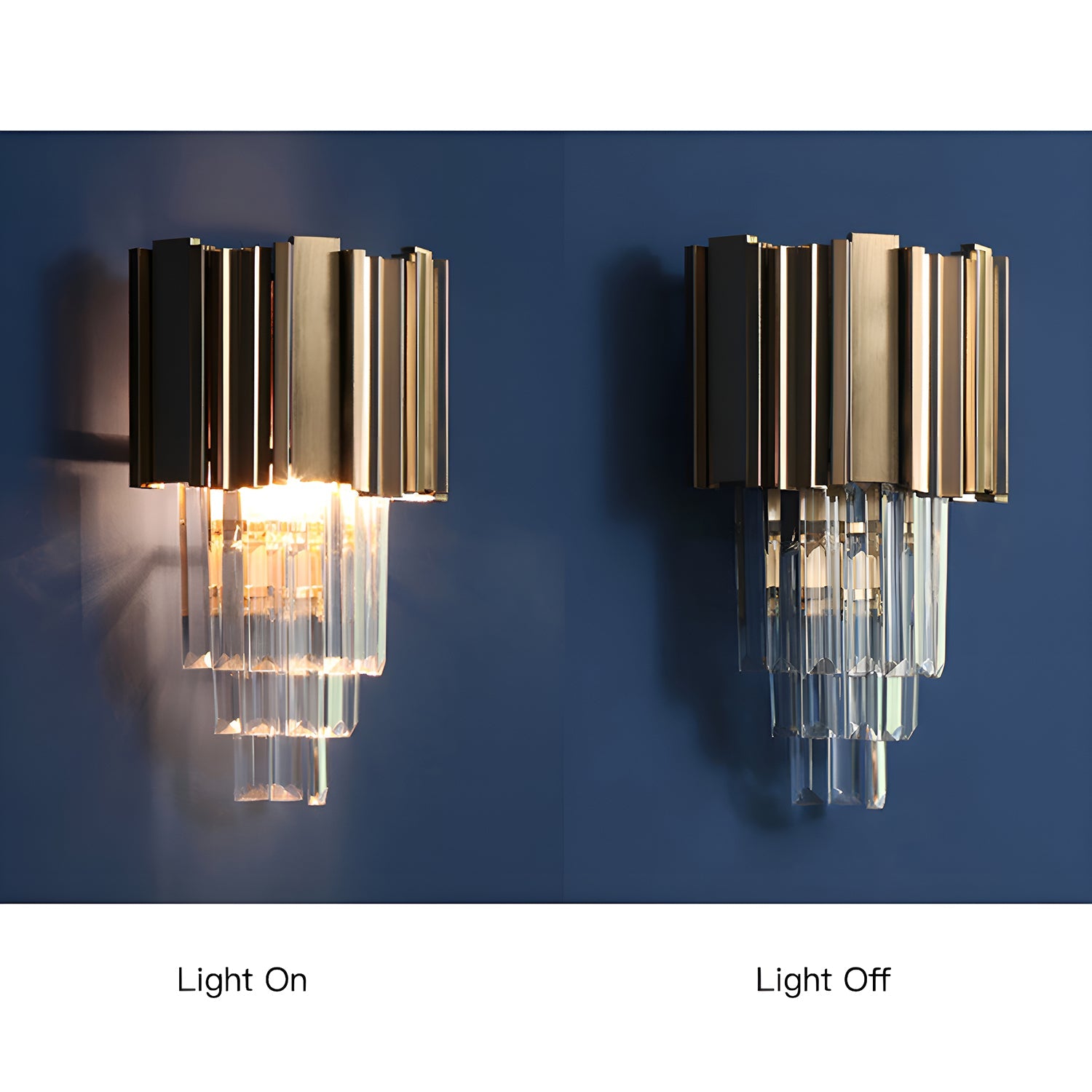 Cross-Border Modern Nordic Luxury Crystal Wall Lamp Simple Bedroom Bedside Decoration Atmospheric Living Room Background Wall Light Fixture-light-on-off |Feyran