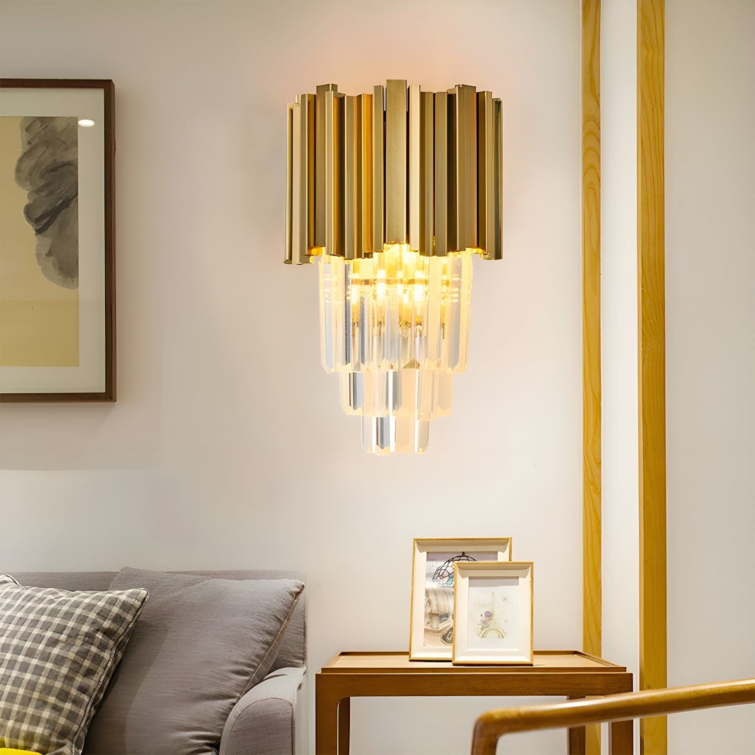 Cross-Border Modern Nordic Luxury Crystal Wall Lamp Simple Bedroom Bedside Decoration Atmospheric Living Room Background Wall Light Fixture-living-room-1 |Feyran