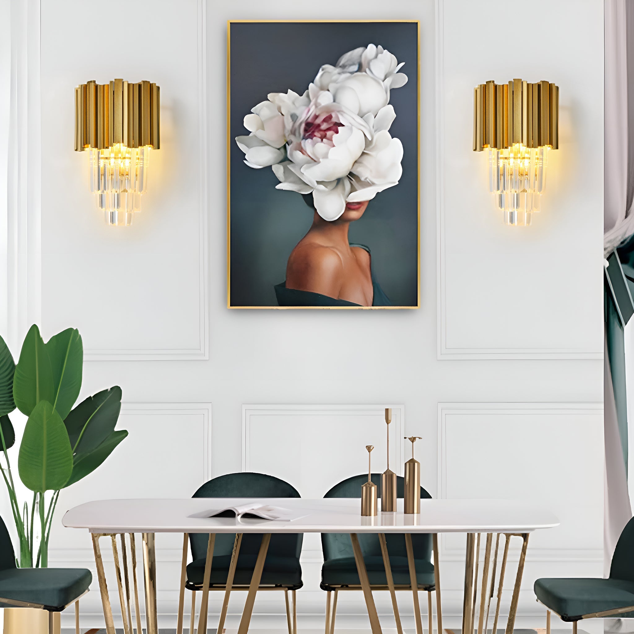 Cross-Border Modern Nordic Luxury Crystal Wall Lamp Simple Bedroom Bedside Decoration Atmospheric Living Room Background Wall Light Fixture-living-room-4 |Feyran