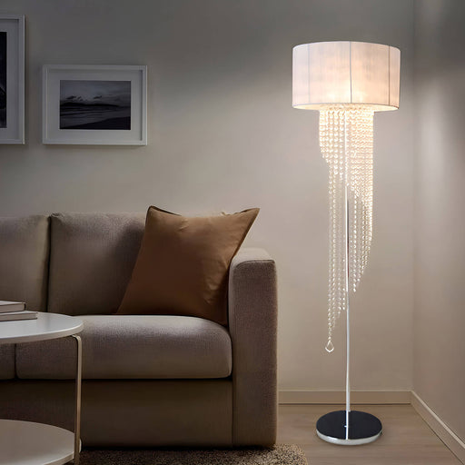 Crystal Floor Lamp for Bedroom Cloth Shade Crystal Pendant-living-room-1 |Feyran