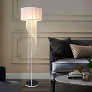 Crystal Floor Lamp for Bedroom Cloth Shade Crystal Pendant-living-room-2 |Feyran