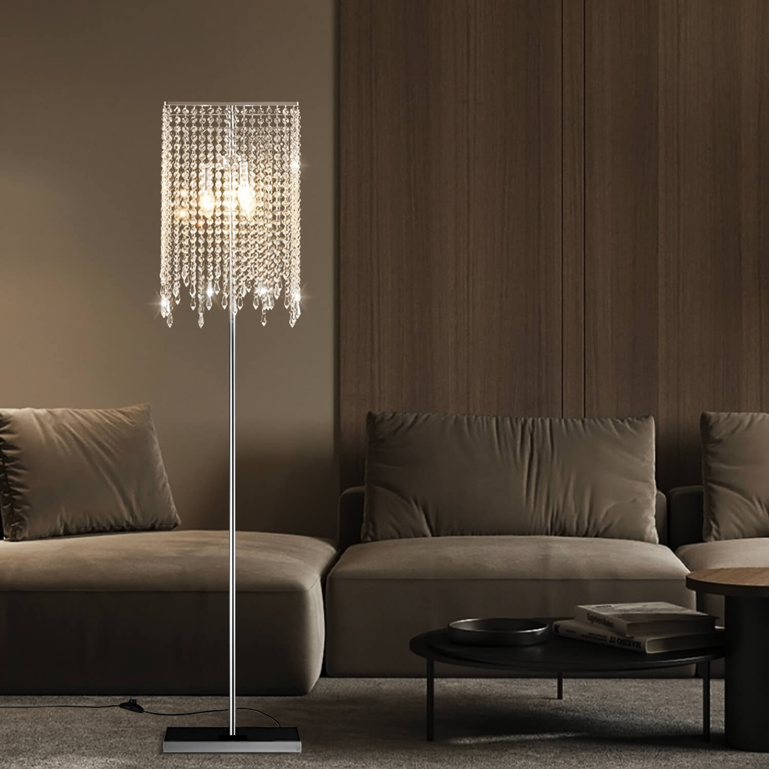 Crystal Floor Lamp for Bedroom Vertical Glass Square Lamp-living-room-2 | Feyran