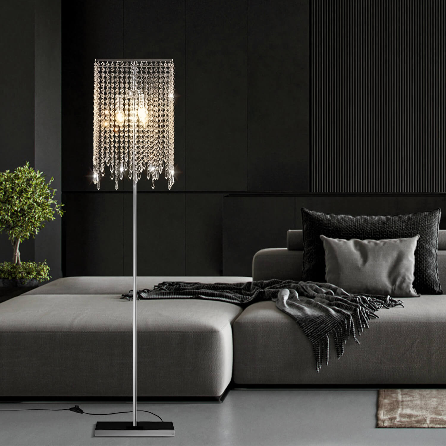 Crystal Floor Lamp for Bedroom Vertical Glass Square Lamp-living-room-3 | Feyran