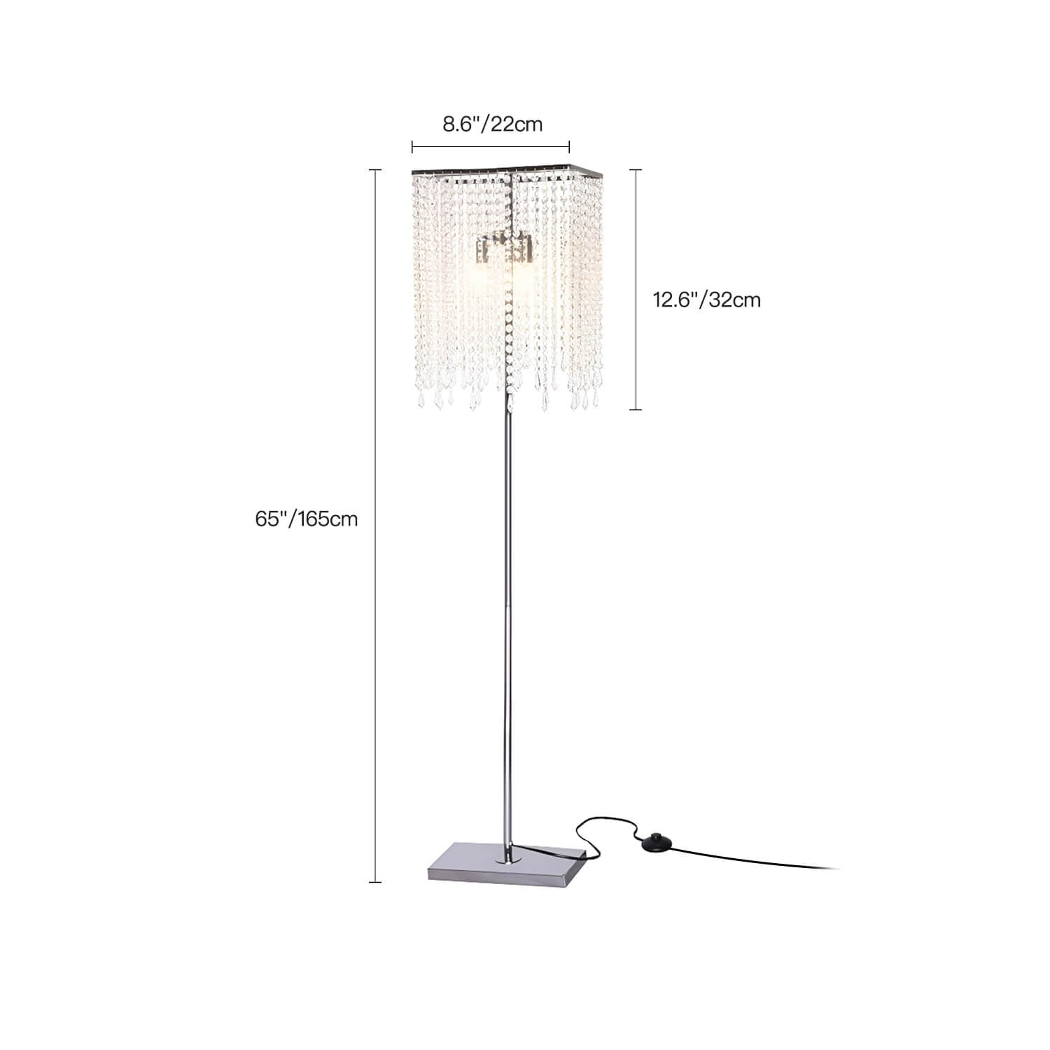 Crystal Floor Lamp for Bedroom Vertical Glass Square Lamp-size | Feyran