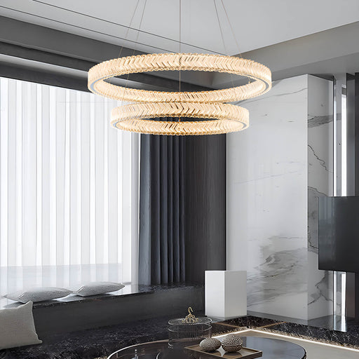 Crystal Ring Chandelier 2-Tier LED Ring Chandelier-living-room-1|Feyran