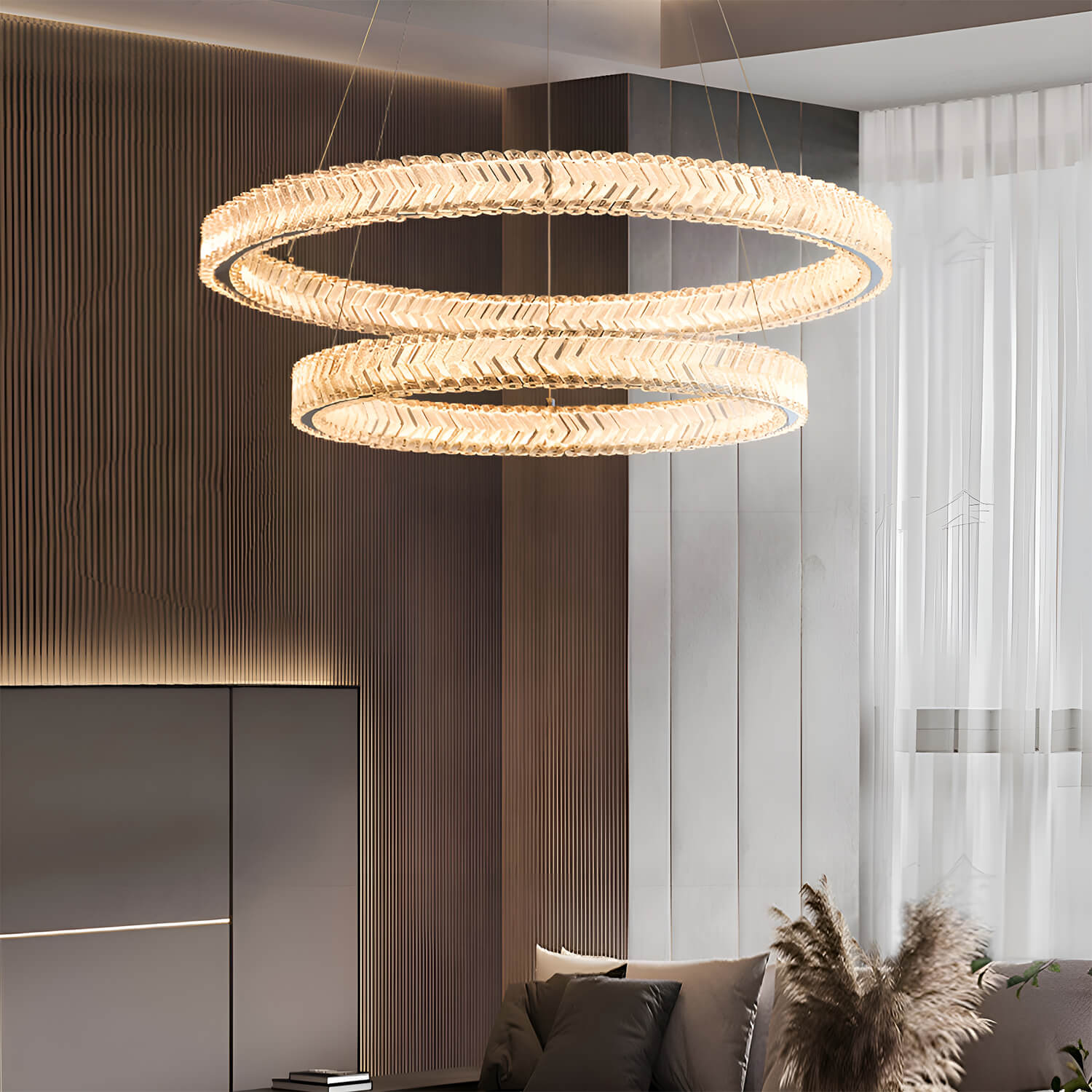 Crystal Ring Chandelier 2-Tier LED Ring Chandelier-living-room-2|Feyran