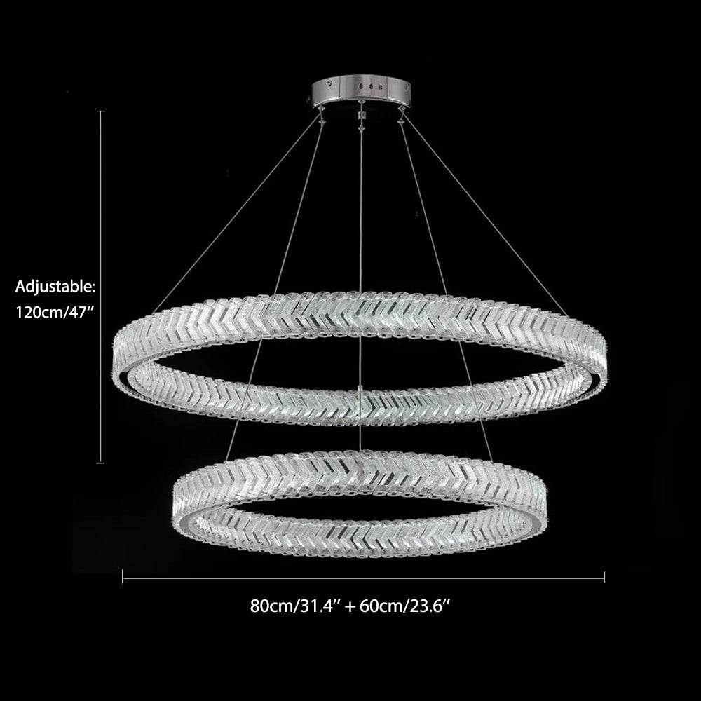 Crystal Ring Chandelier 2-Tier LED Ring Chandelier-size-1|Feyran
