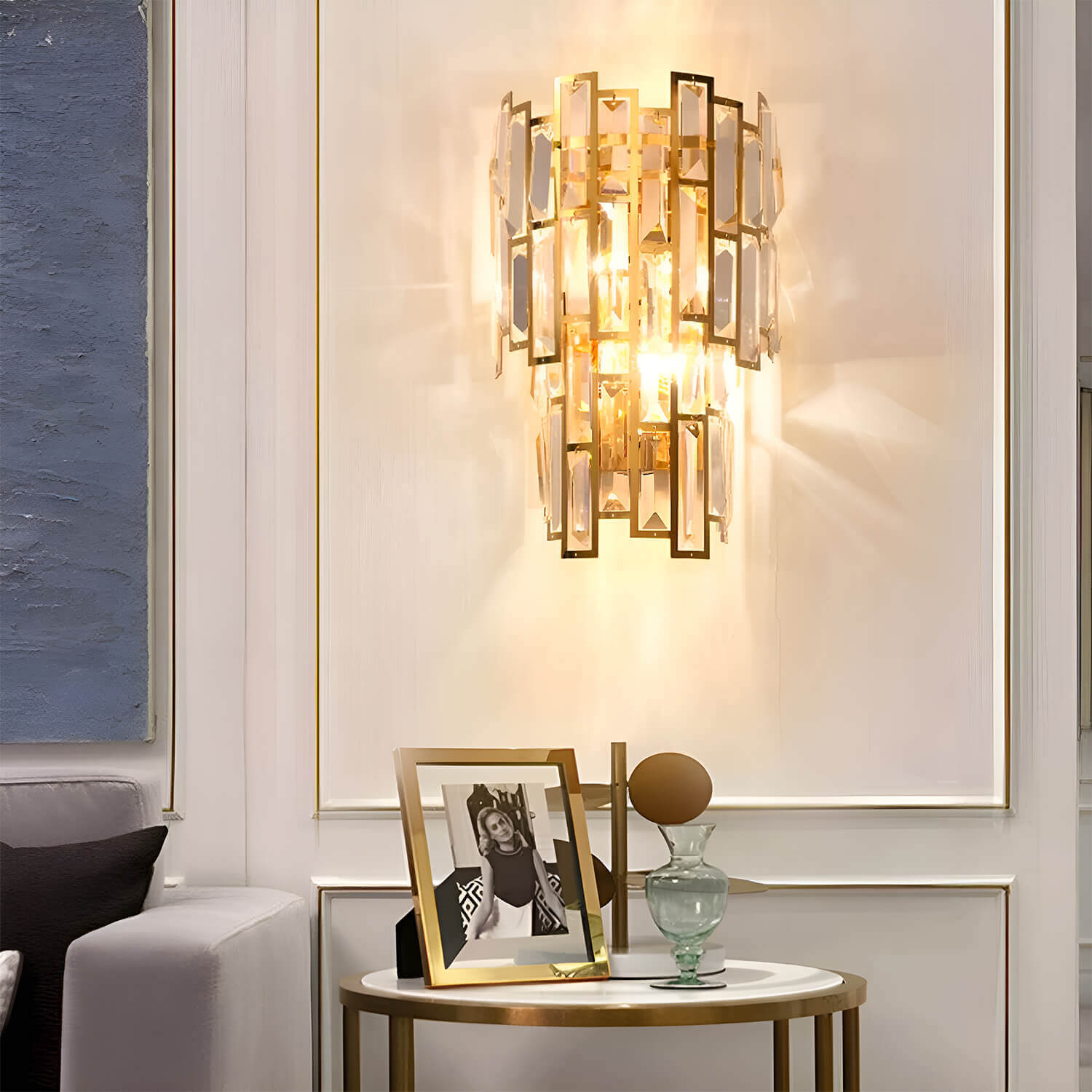 Postmodern Elegant Art Gold Crystal Wall Sconce Lamp for Indoor-detail5 |Feyran