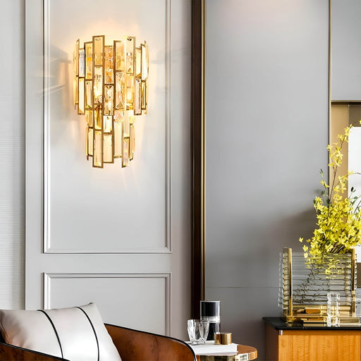 Postmodern Elegant Art Gold Crystal Wall Sconce Lamp for Indoor-livingroom-2 |Feyran