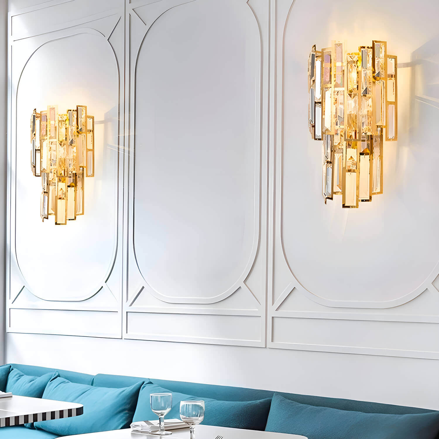 Postmodern Elegant Art Gold Crystal Wall Sconce Lamp for Indoor-livingroom-4 |Feyran