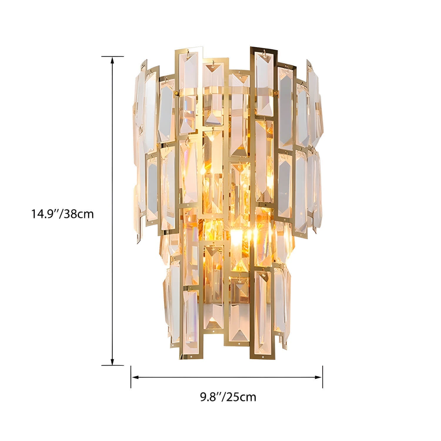 Postmodern Elegant Art Gold Crystal Wall Sconce Lamp for Indoor-size |Feyran