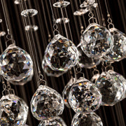 Detailed view of three sphere raindrop crystal chandelier design with intricate crystal accents | Feyran