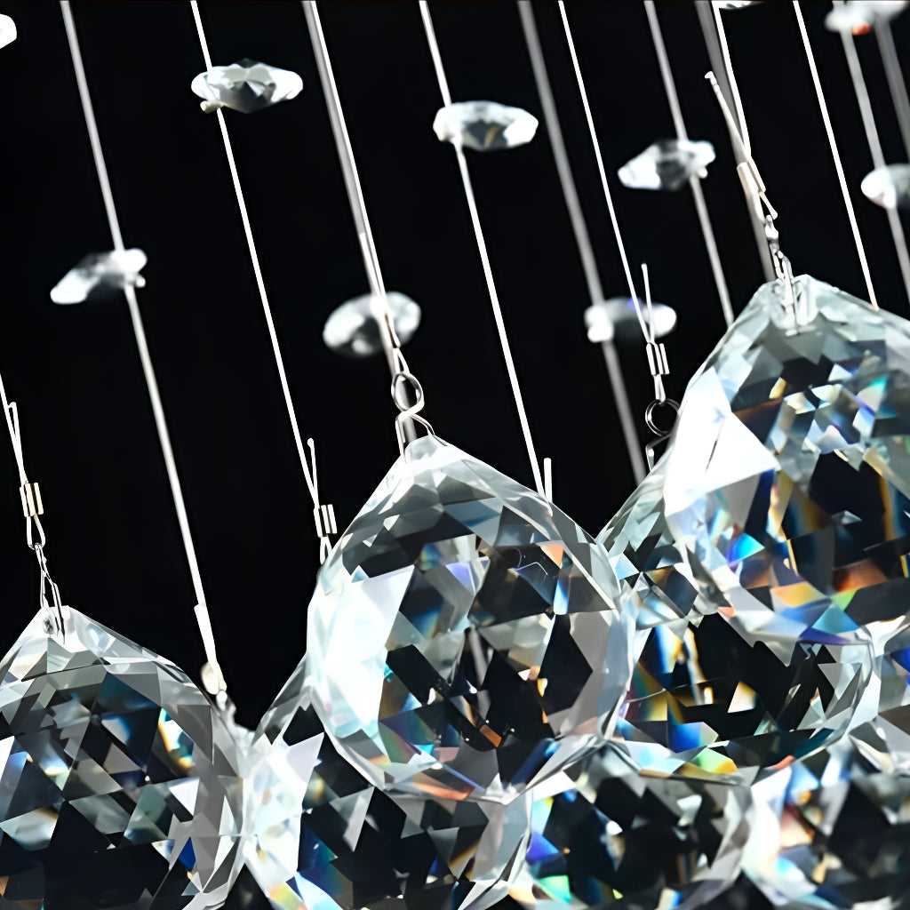 Double C Crystal Chandelier Custom Ceiling Light-details|Feyran