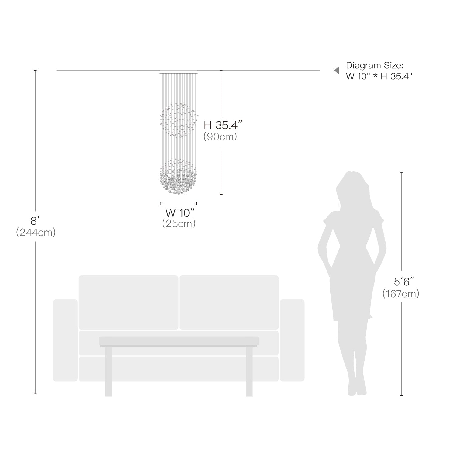 Double Sphere Raindrop Crystal Chandelier for Foyer - Size | Feyran
