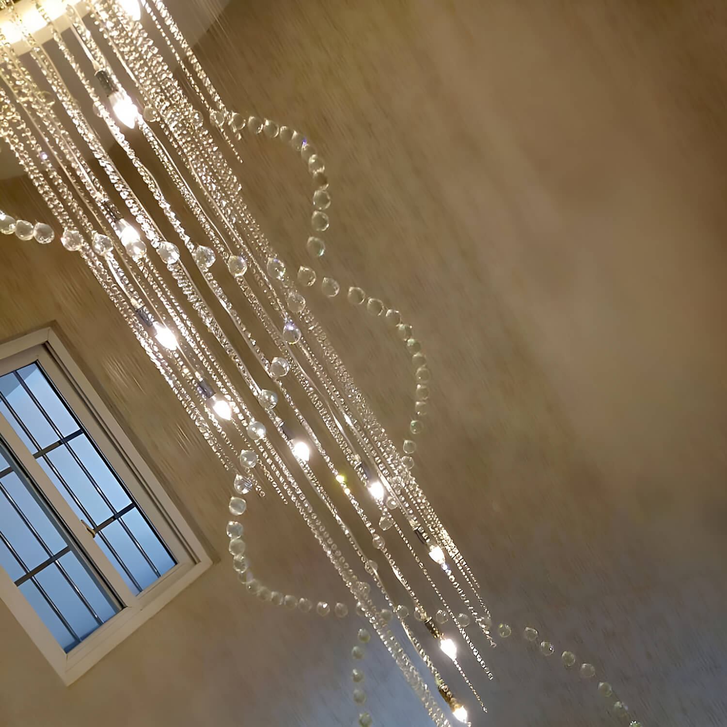 Double Spiral Raindrop Crystal Chandelier - Flush Mount Ceiling Light-5 |Feyran