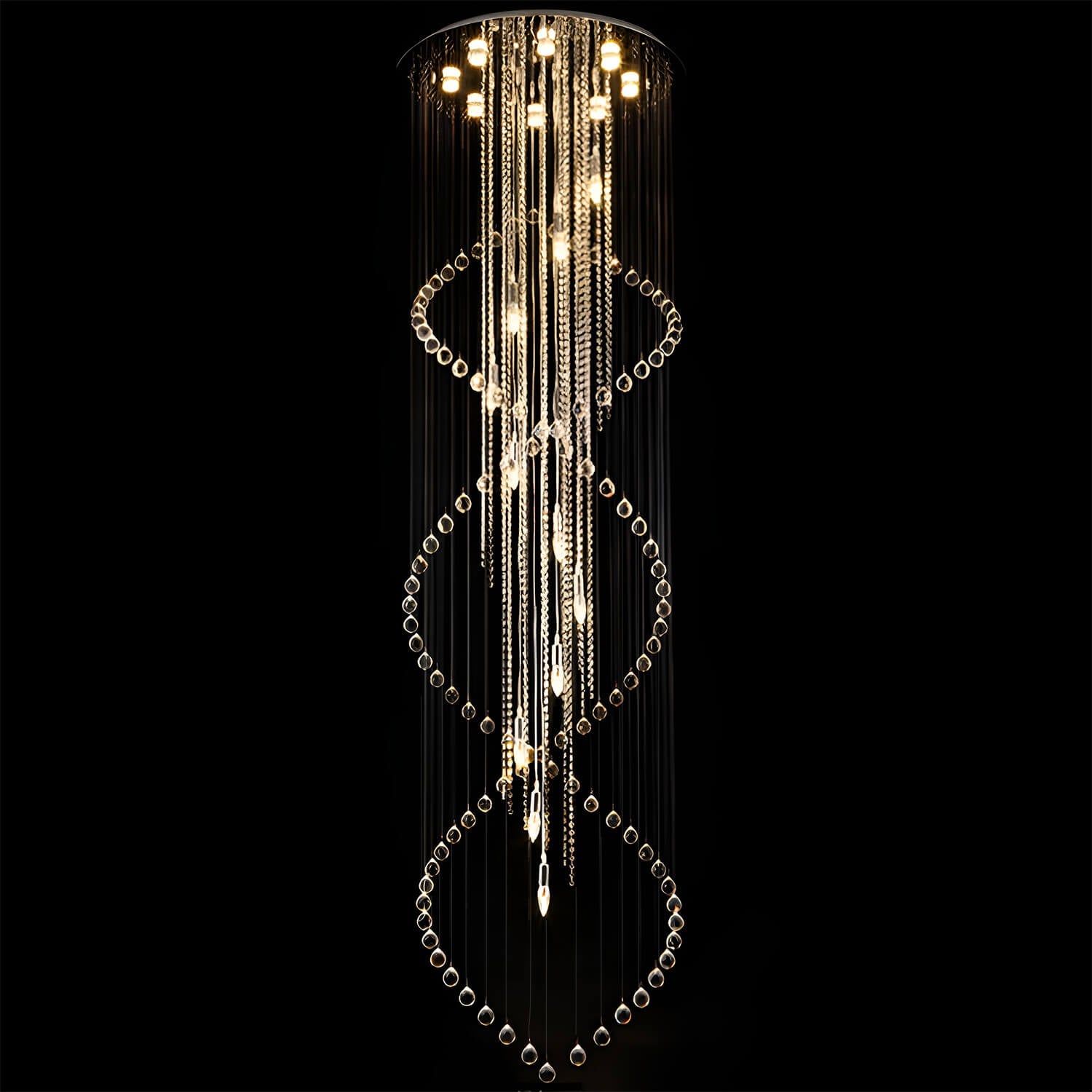Double Spiral Raindrop Crystal Chandelier - Flush Mount Ceiling Light-8 |Feyran