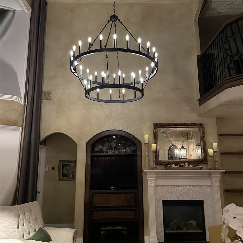 Double-Tier IrChandelier Industrial Rustic Lighting living room-1 | Feyran Lighting