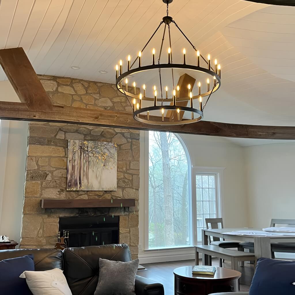 Double-Tier IrChandelier Industrial Rustic Lighting living room-3 | Feyran Lighting