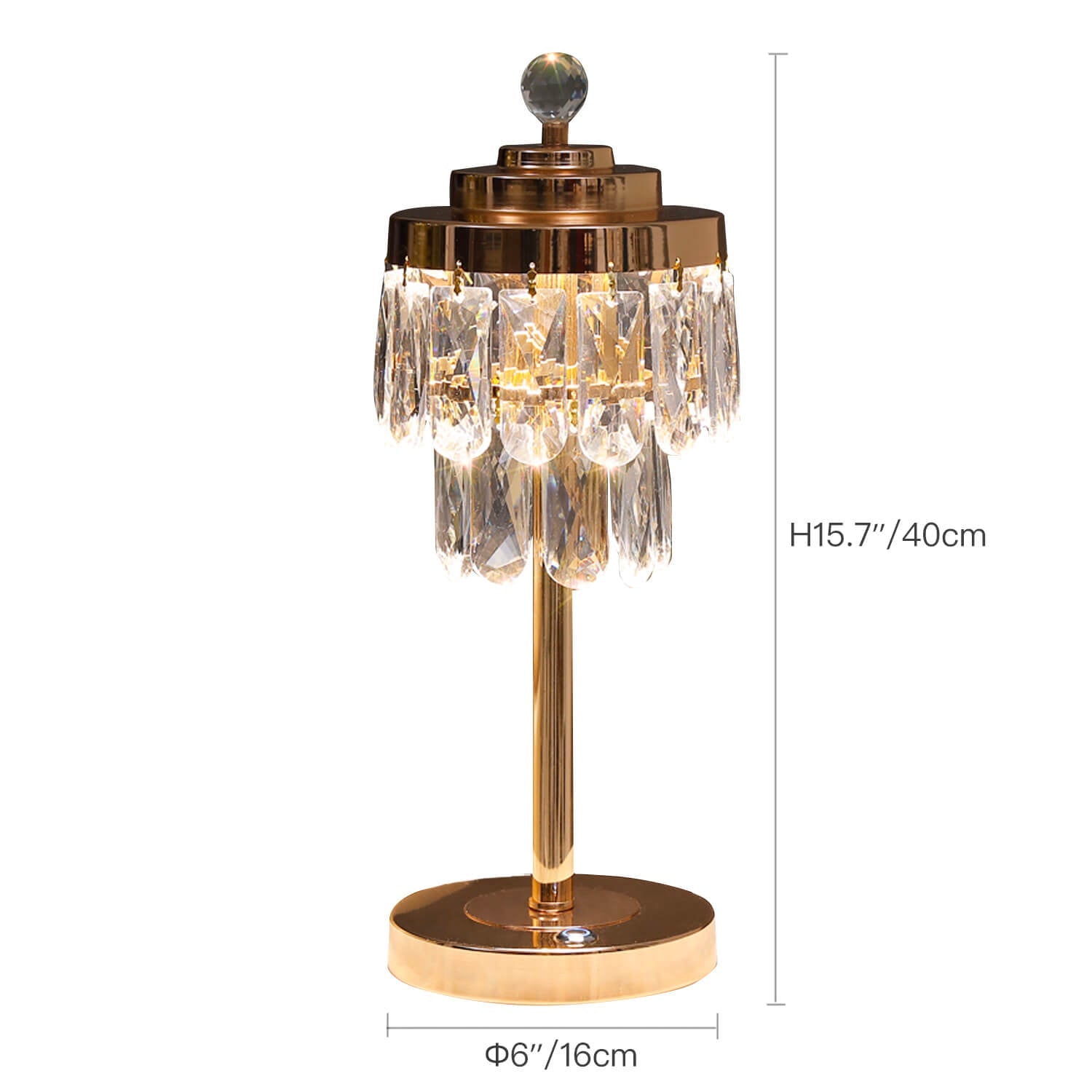 Elegant Gold Table Lamp with Beveled Crystal Shade-size |Feyran