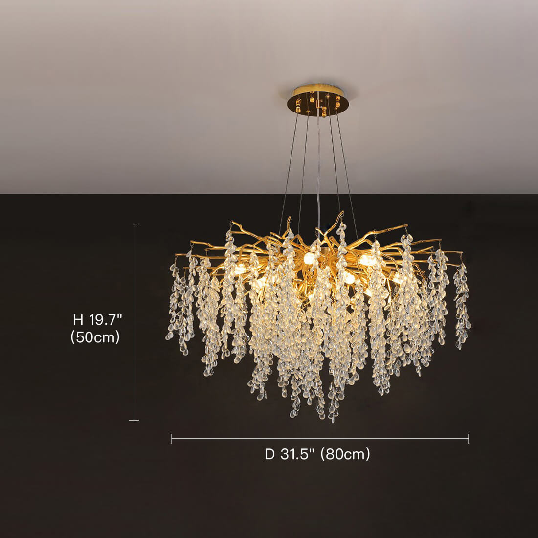 Elegant Luxury French Creative Branch Design with Tassel Crystals Chandelier- size-2 | Feyran