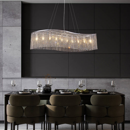Elegant Wave Crystal Raindrop Chandelier - Pendant Light Dining Room-1 | Feyran