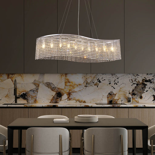 Elegant Wave Crystal Raindrop Chandelier - Pendant Light Dining Room-2 | Feyran