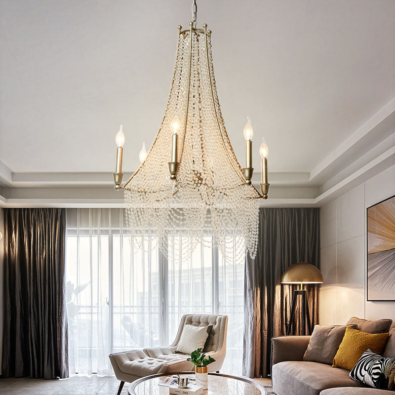 Extra Large European Crystal Beaded Chandelier Candle Light for Stairs / Duplex / Villa