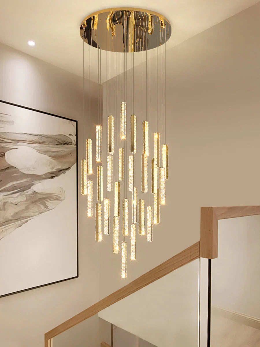 Extra Large Modern Spiral Crystal Ceiling Light Decoration for Staircase/ High Ceiling Living Room/ Hotel Lobby/ Hallway