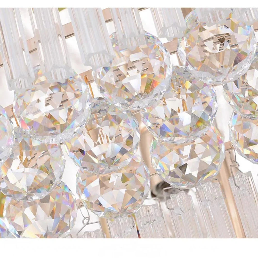 Extra Large Three Layers Round Luxury Flush Mounted Crystal Chandelier for Living Room-Feyran-D31.5"*H14.2"-Warm Light-Brass-Feyran