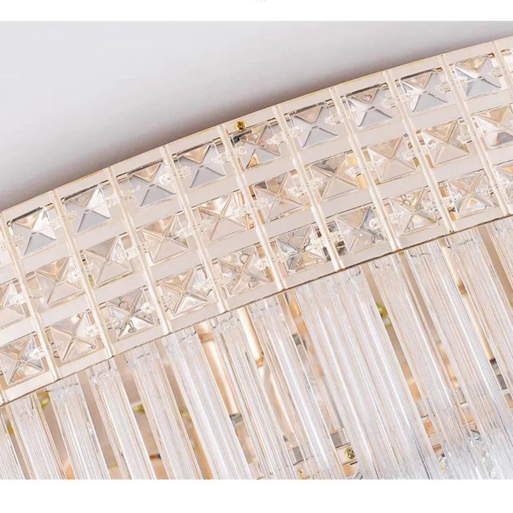Extra Large Three Layers Round Luxury Flush Mounted Crystal Chandelier for Living Room-Feyran-D31.5"*H14.2"-Warm Light-Brass-Feyran