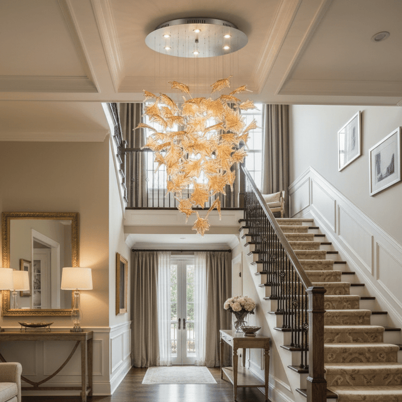 Multicolor Crystal Spiral Maple Leaf Chandelier
