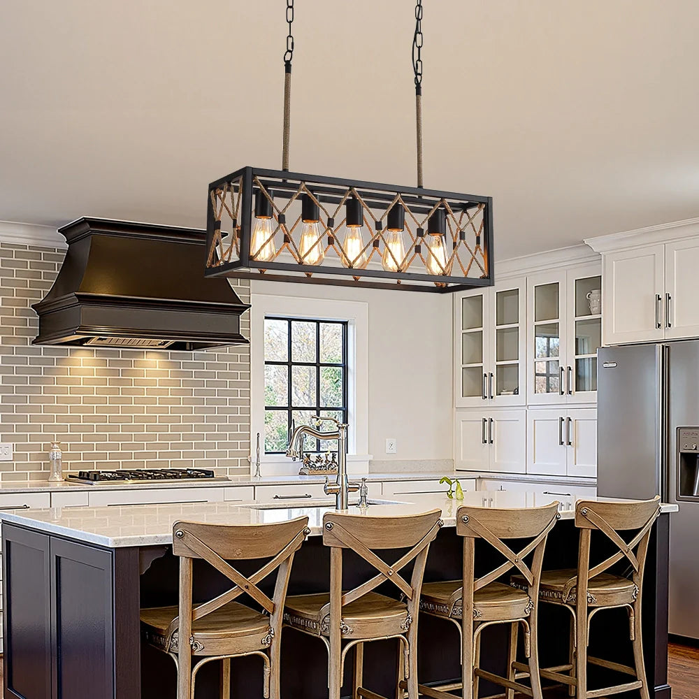 farmhouse-rustic-linear-chandelier-in-kitchen-island-ch359-202509-Feyran-lighting