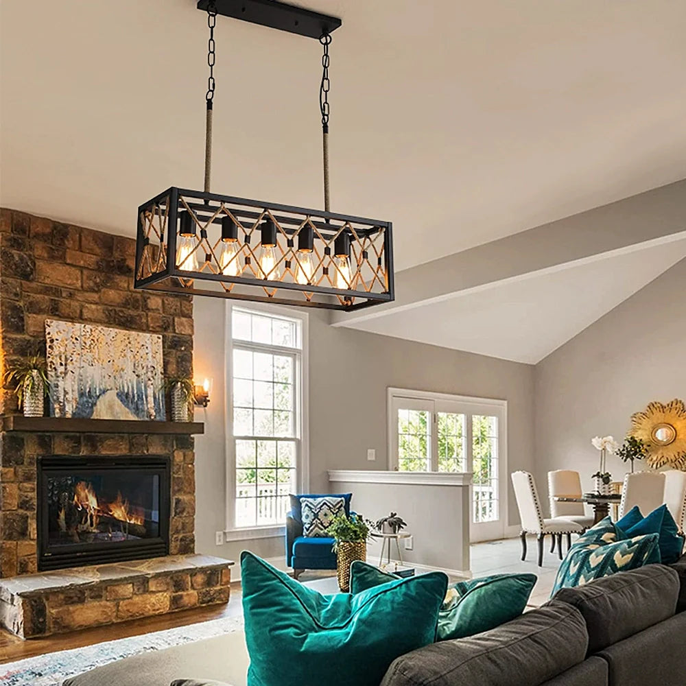 farmhouse-rustic-linear-chandelier-installed-in-a-living-room-ch359-202509-Feyran-lighting